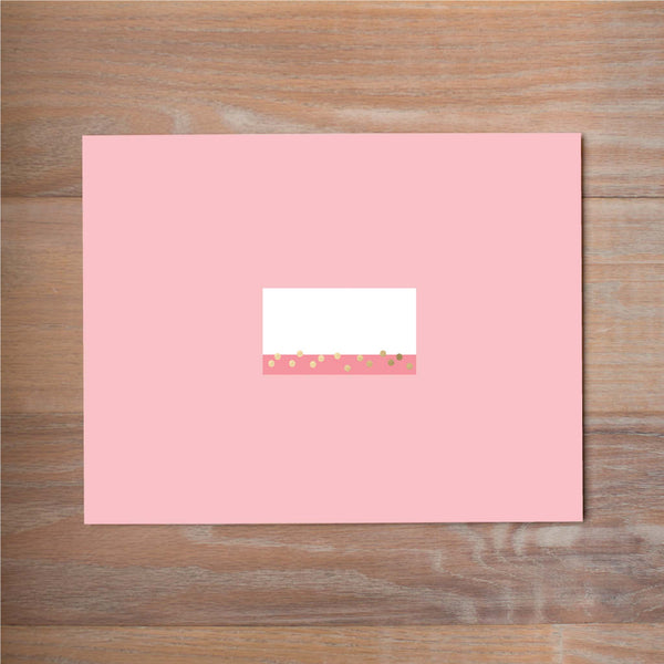 Confetti Stripes mailing label shown on Blossom presentation envelope (not included in price but available as an add-on to your purchase)
