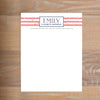 Confetti Stripes social resume letterhead without formatting shown in Night & Flamingo