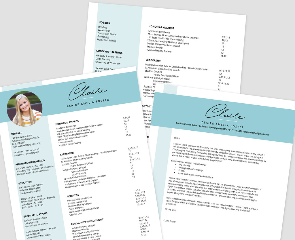 Color Block Microsoft Word Resume Templates – SororityPackets.com