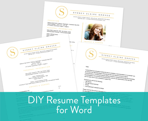 Simply Modern Initial Microsoft Word Resume Templates
