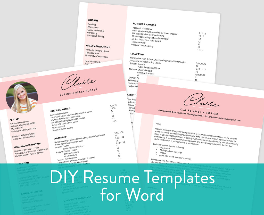 Colorblock Resume Color Block Microsoft Word Resume Templates – SororityPackets.com