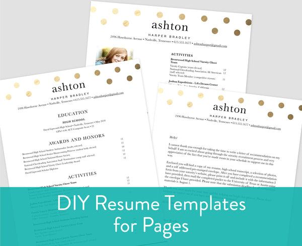 Golden Dots Pages for Mac Resume Templates
