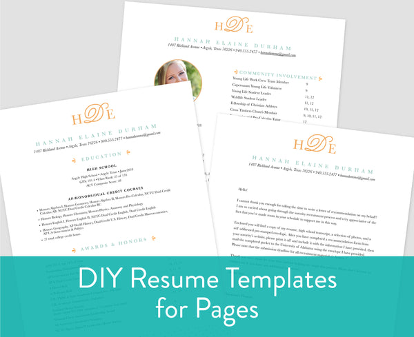 Sweet Monogram Pages for Mac Resume Templates