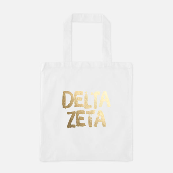 Delta Zeta Gold Foil Greek Tote