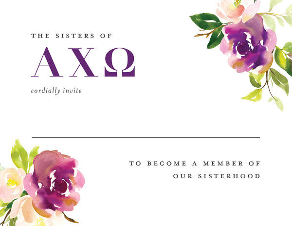 Alpha Chi Omega Graceful Bouquet Bid Card