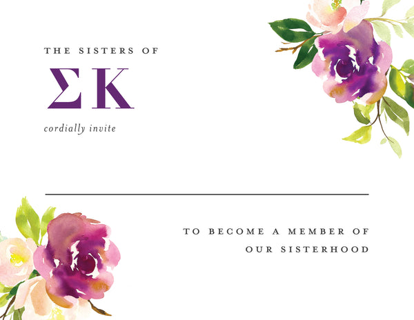 Sigma Kappa Graceful Bouquet Bid Card