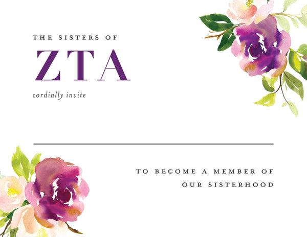 Zeta Tau Alpha Graceful Bouquet Bid Card