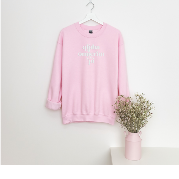 Alpha Omicron Pi Light Pink Sorority Sweatshirt
