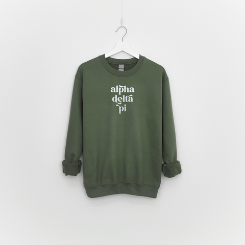 Alpha Chi Omega Military Green Sorority Sweatshirt