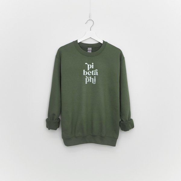 Pi Beta Phi Military Green Sorority Sweatshirt