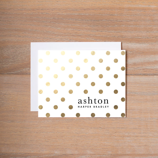 Golden Dots personal note card (if you choose to print with us, you will also receive envelopes with your note cards)