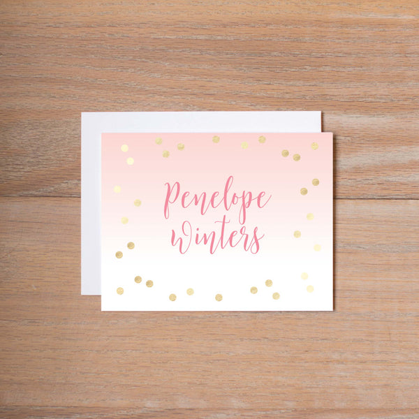 Gradient Confetti personal note card (if you choose to print with us, you will also receive envelopes with your note cards)
