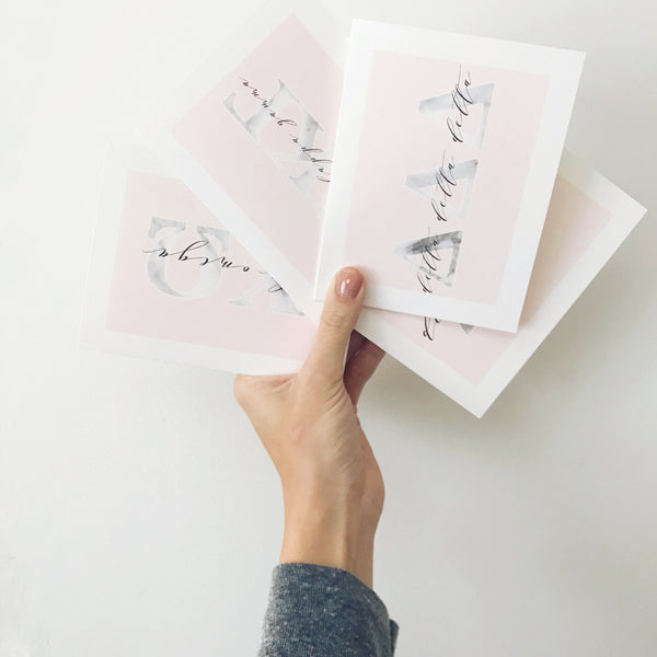 Marble and Blush sorority note cards