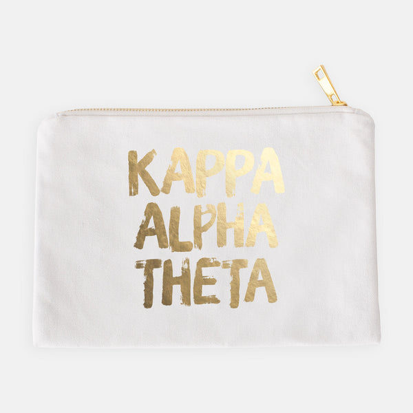 Kappa Alpha Theta Gold Foil Greek Cosmetic Bag