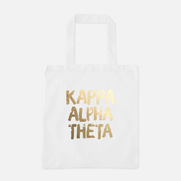 Kappa Alpha Theta Gold Foil Greek Tote