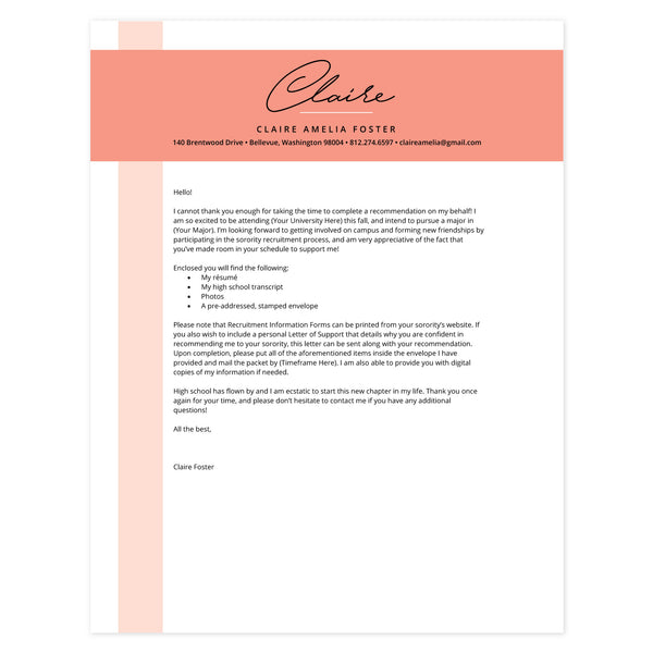 Coral Cover letter template