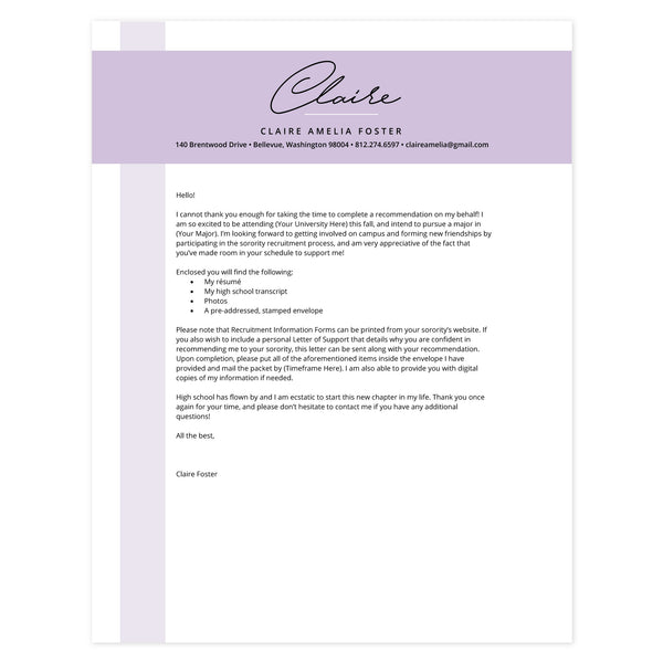 Plum Cover letter template