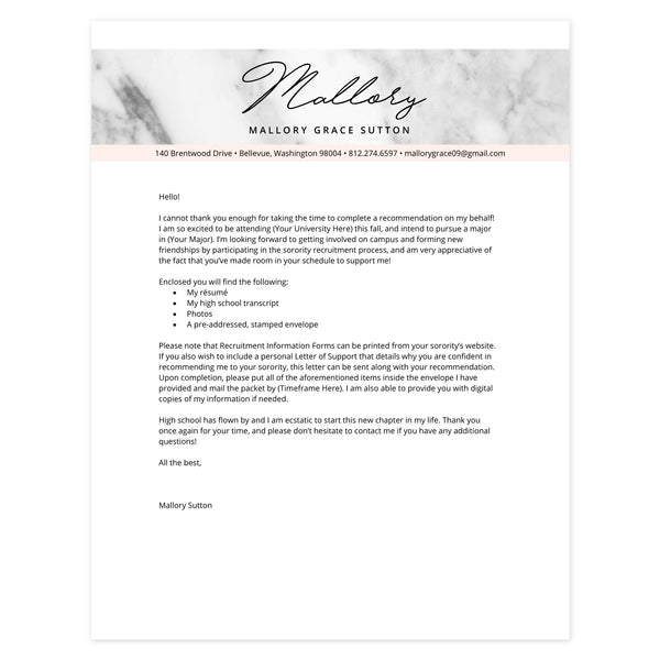 Blush Cover letter template