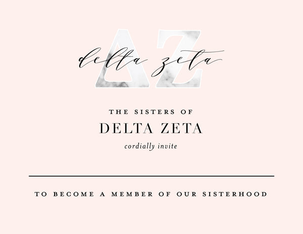 Delta Zeta Marble & Blush Bid Card