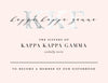 Kappa Kappa Gamma Marble & Blush Bid Card
