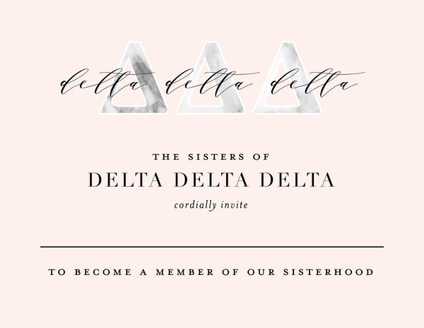 Delta Delta Delta Marble & Blush Bid Card