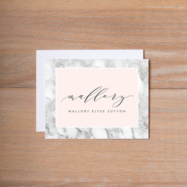 Marble Blush personal note card