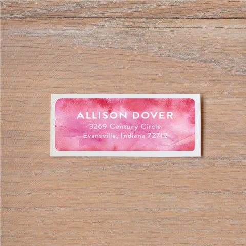 Modern Watercolor Return (Home) Address Label shown in Peony