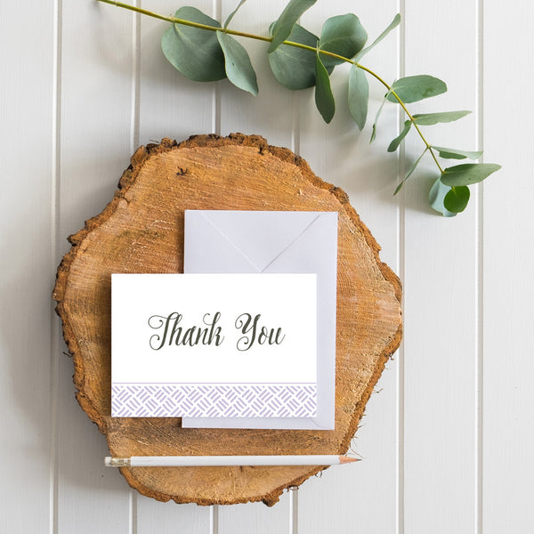 Hatched generic thank you cards in Plum