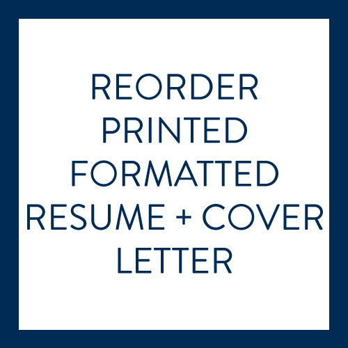Reorder Printed Formatted Resume + Cover Letter