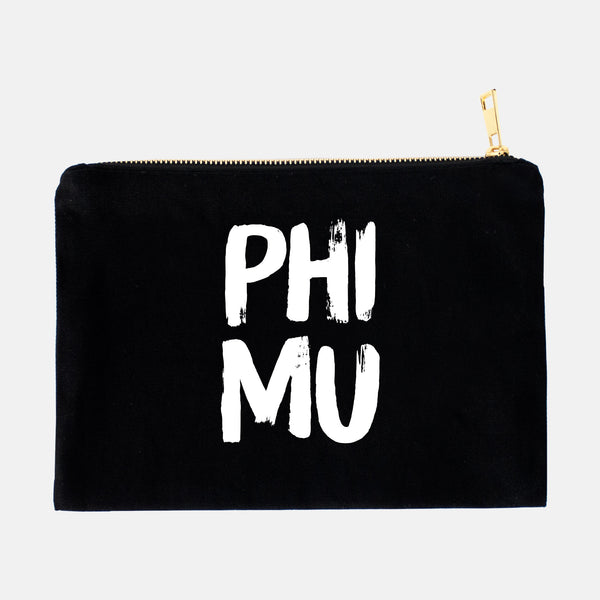 Phi Mu Black and White Greek Cosmetic Bag