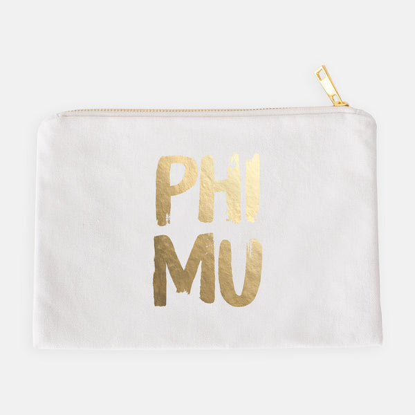 Phi Mu Gold Foil Greek Cosmetic Bag