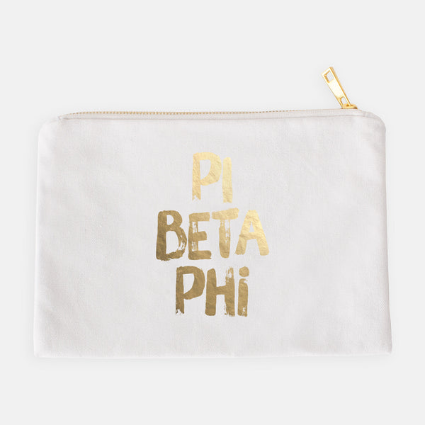 Pi Beta Phi Gold Foil Greek Cosmetic Bag