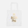 Pi Beta Phi Gold Foil Greek Tote