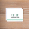 Preppy Name personal note card shown in Sea Glass & Pewter