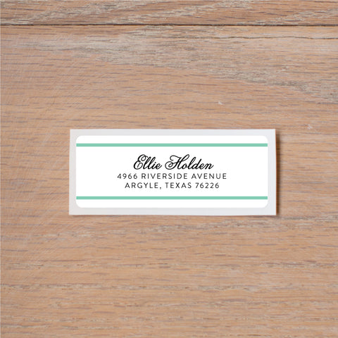 Preppy Name Return (Home) Address Label shown in Sea Glass & Pewter