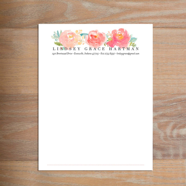 Peony Garden social resume letterhead without formatting