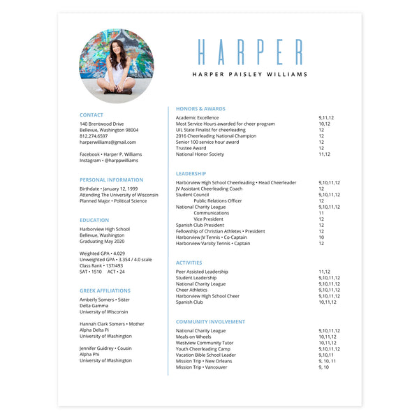 Bluebell Multi-page resume (1st page) template