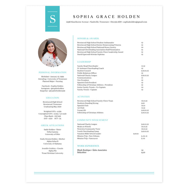 Multi-page resume (1st page) template