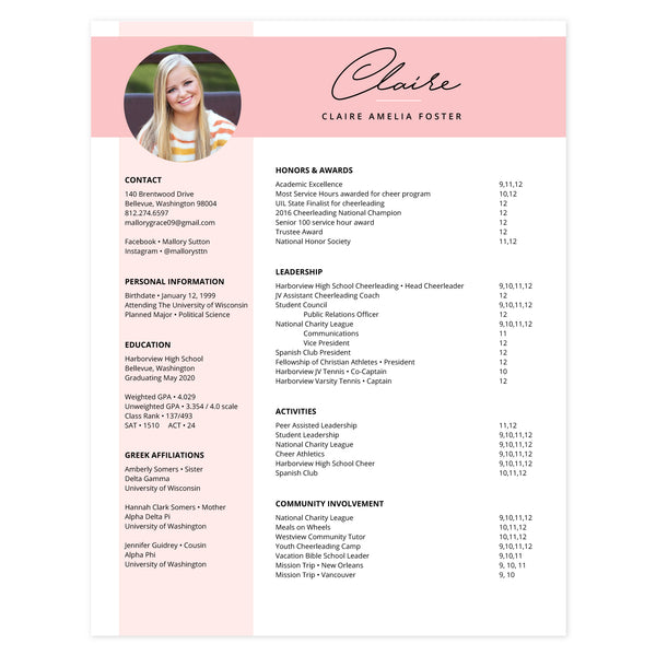 Blossom Multi-page resume (1st page) template