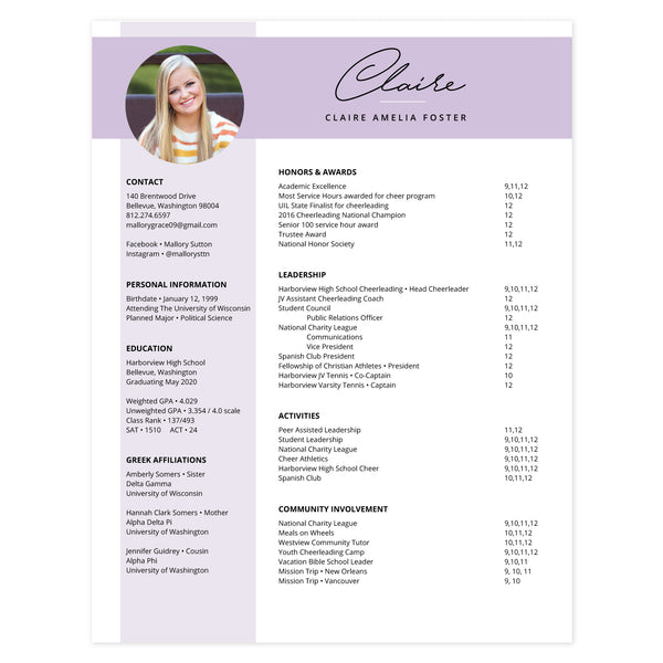 Plum Multi-page resume (1st page) template