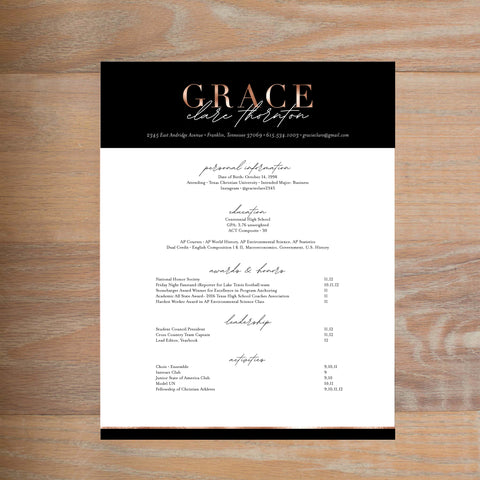 Glamour social resume letterhead without formatting