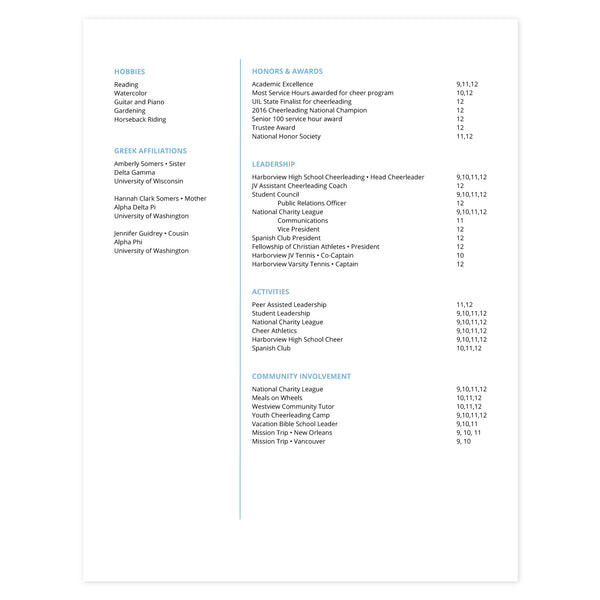 Bluebell Multi-page resume (2nd page) template