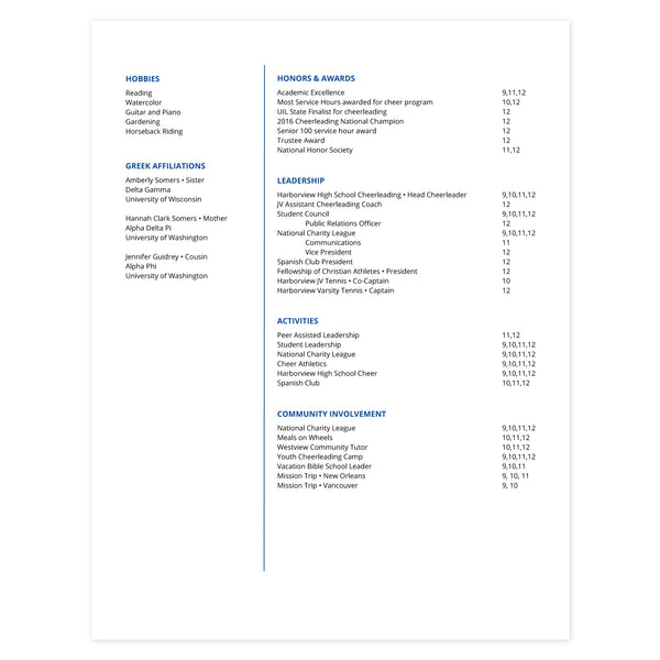 Cobalt Multi-page resume (2nd page) template