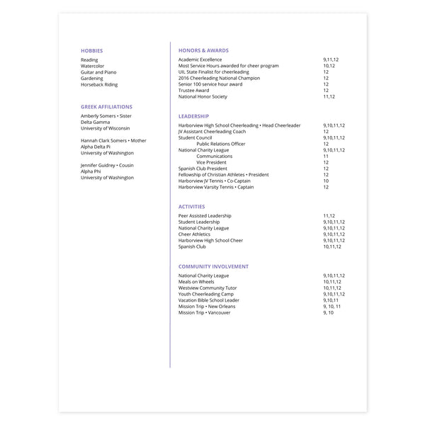 Grape Multi-page resume (2nd page) template