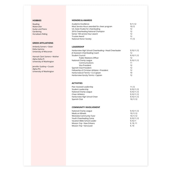 Blossom Multi-page resume (2nd page) template