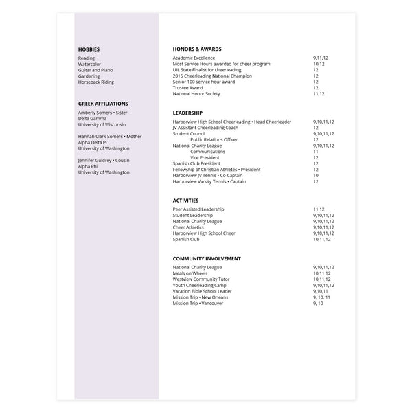 Plum Multi-page resume (2nd page) template