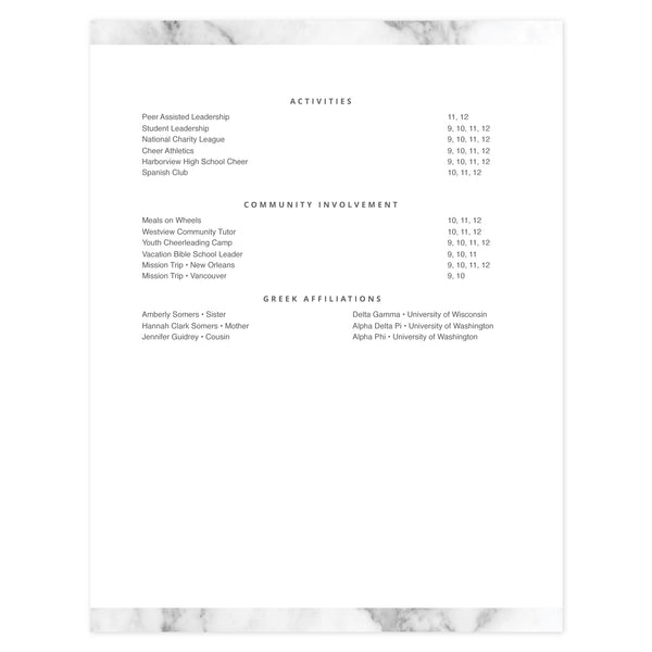 Multi-page resume (2nd page) template