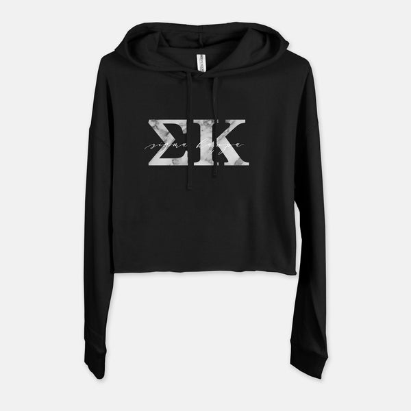 Sigma Kappa Marble & Black Sorority Cropped Sweatshirt