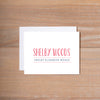 Simply Preppy personal note card shown in Strawberry & Night