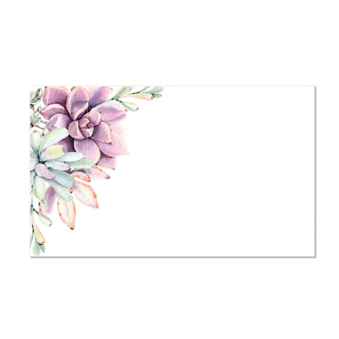Soft Succulents mailing label shown on Plum presentation envelope